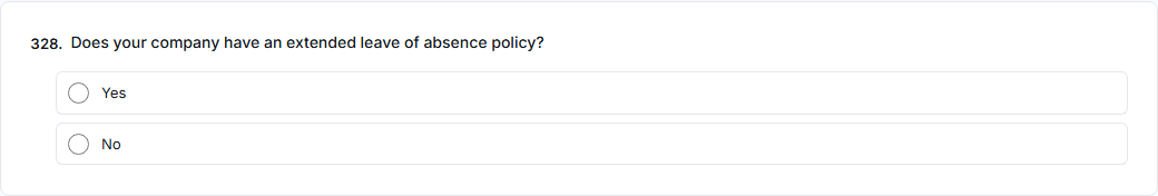 A yes or no question asking whether the company has an extended leave of absence policy